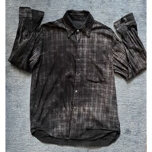 Assembly New York Shirt‎ Men Small Black Plaid Button Collar